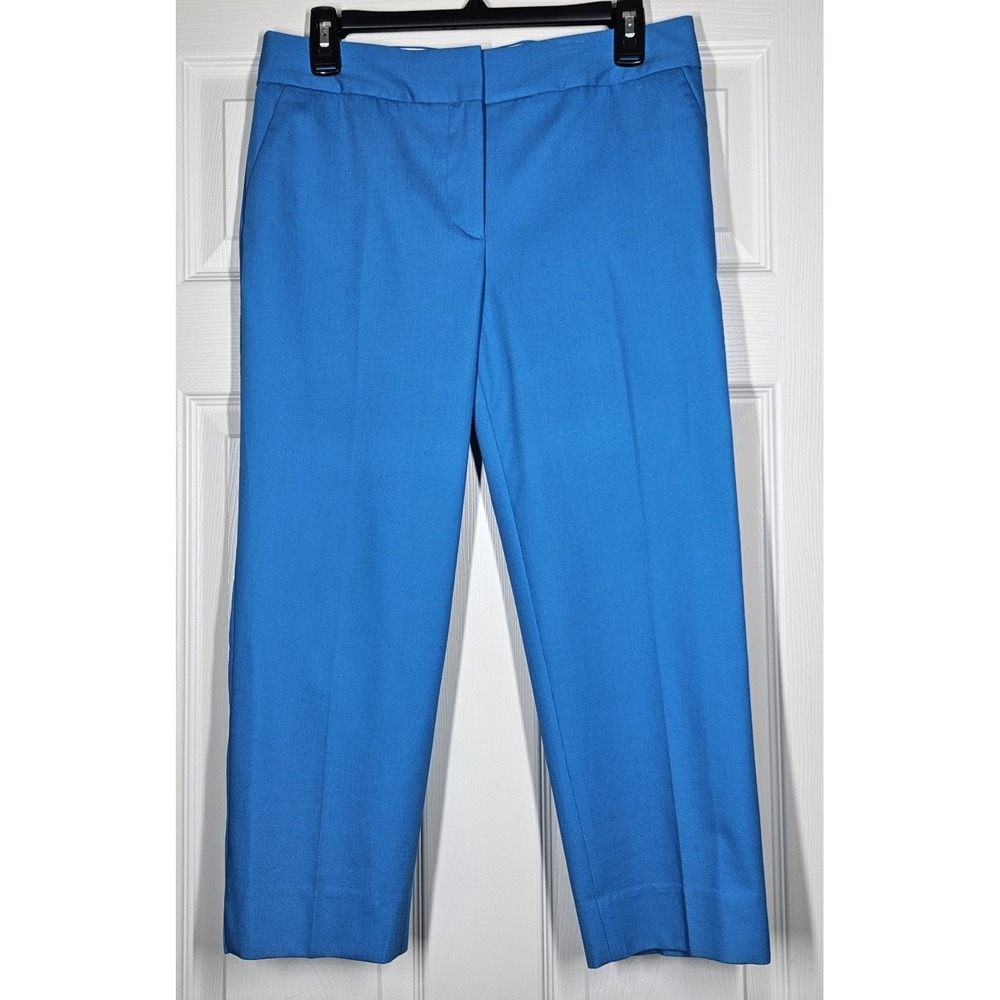 Talbots Cotton Pique Slim Crop Pants 6P Island Turquoise NWT Textured Comfort